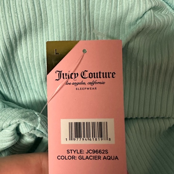 Juicy Couture 2PC Short Sleeve Top & Long Pants Pajama Set, Glacier Aqua - Picture 7 of 9
